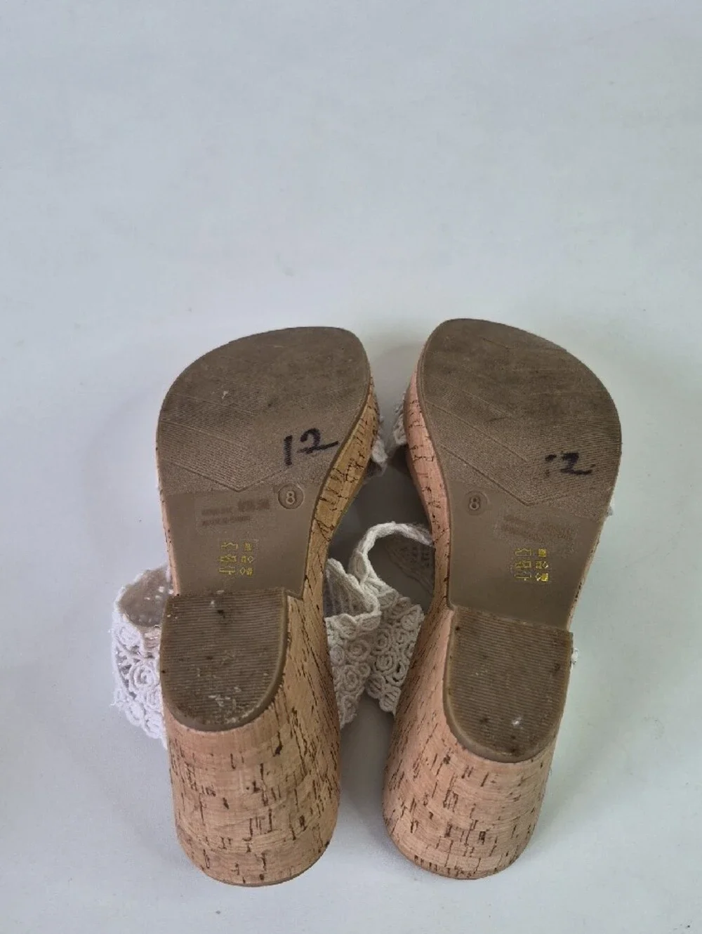 CL by Laundry Ivory Crochet Double-Strap Wedge Sandals